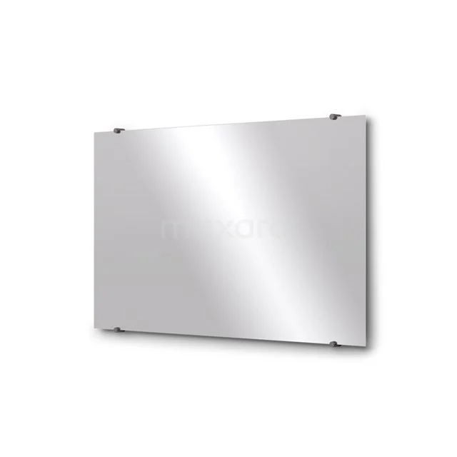 Strenger, rechteckiger Badezimmer Spiegel mit Klarglas und Aluminium Befestigung, ideal für eine moderne Badezimmer Einrichtung.