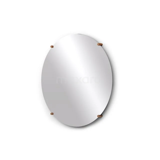 Badezimmerspiegel Solo 60cm Rund Spiegelhalter Rund Kupfer M25-0620KP Ovale Badezimmer Spiegel mit glänzender Glasoberfläche und stilvollen Kupferbefestigungen, ideal für ein modernes Badezimmer.