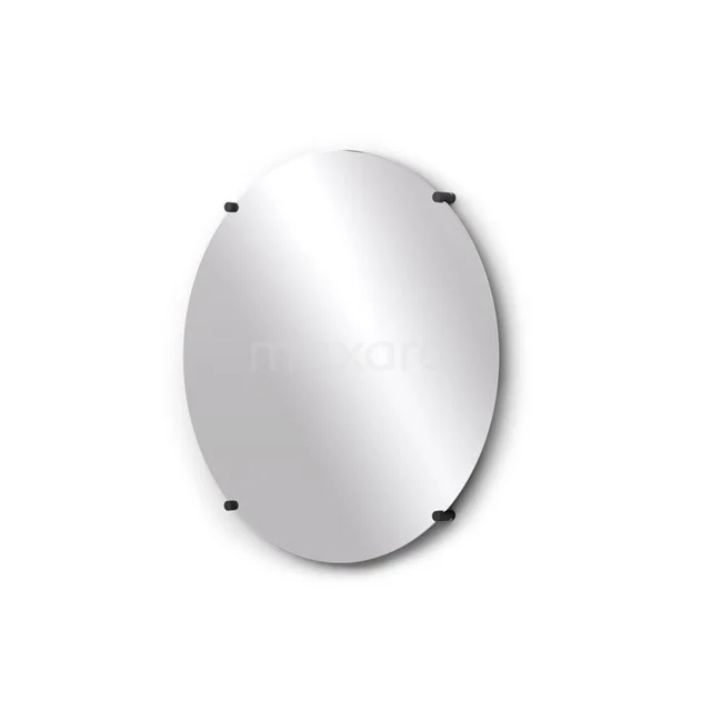 Badezimmerspiegel Solo 60cm Rund Spiegelhalter Rund Schwarz M25-0620MB Ovale Badezimmer Spiegel mit klarem Design, Klarglas und schwarzen Befestigungspunkten; ideal für moderne Bäder.