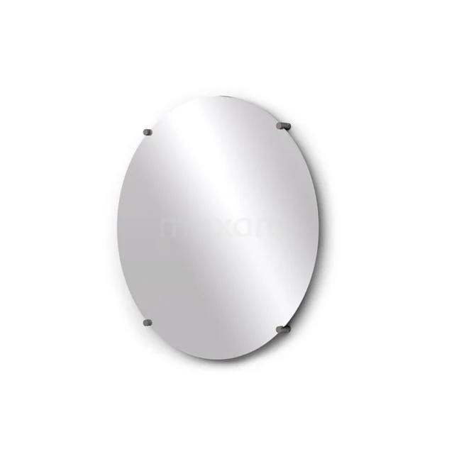 Ovale Badezimmer Wandspiegel mit glänzender Glasoberfläche und subtilen metallischen Befestigungselementen.