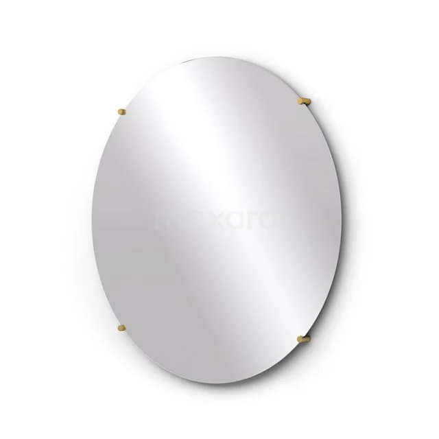 Badezimmerspiegel Solo 80cm Rund Spiegelhalter Rund Gold M25-0820GG Ovale Badezimmer Spiegel mit randloser Verarbeitung und subtilen Goldbefestigungen, ideal für einen modernen Badezimmerstil.