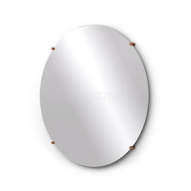 Badezimmerspiegel Solo 80cm Rund Spiegelhalter Rund Kupfer M25-0820KP Ovaler Wandspiegel mit minimalistischem Design, klarer Glasreflexion und chromatischen Befestigungen, ideal für das moderne Badezimmer.