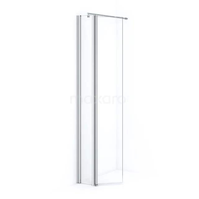Zircon Comfort Walk-in shower | 20 cm Chrome Clear glass Fixed wall with hinged side panel GHD-0235013C