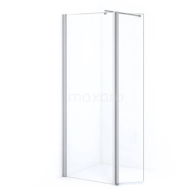 Eck-Duschwand aus transparentem Glas mit Aluminium-Profil, ideal für moderne Badezimmer-Einrichtungen.