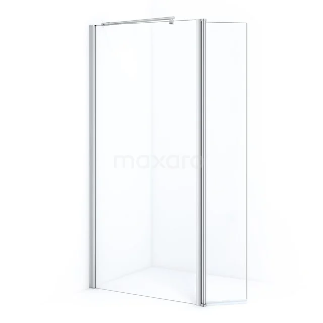 Begehbare Dusche Zircon Comfort 100cm mit schwenkbarer Seitenwand 35cm aus klarem Sicherheitsglas Chrom GHD-1035011C Eck-Duschwand aus Klarglas mit silberfarbenen Aluminiumprofilen, ideal für eine moderne Badezimmergestaltung.