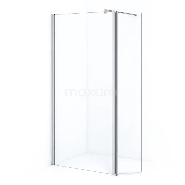 Eck-Duschwand aus Klarglas mit Aluminium-Profil, minimalistisches Design, ideal für ein modernes Badezimmer.