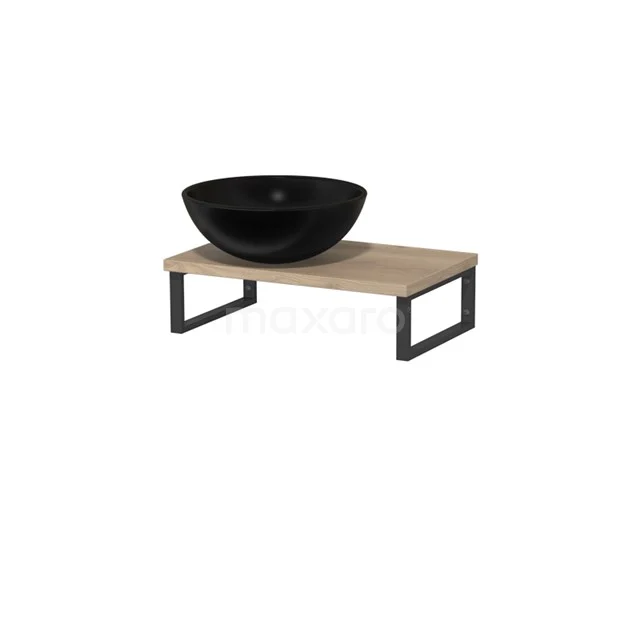 Modulo Pico Basin worktop with countertop wash basin | 41 cm Light brown oak Matte black Ceramic TMK01-00168