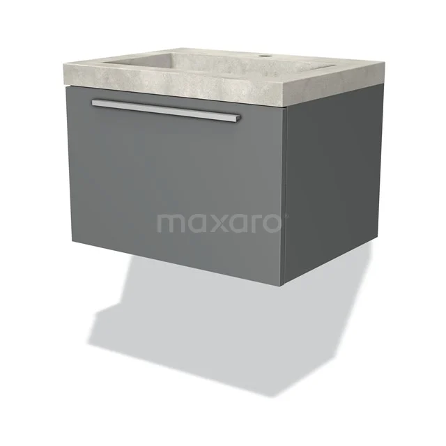 Modulo Vanity units with basin | 60 cm Mid grey Flat front Concrete 1 drawer BMW11-02276