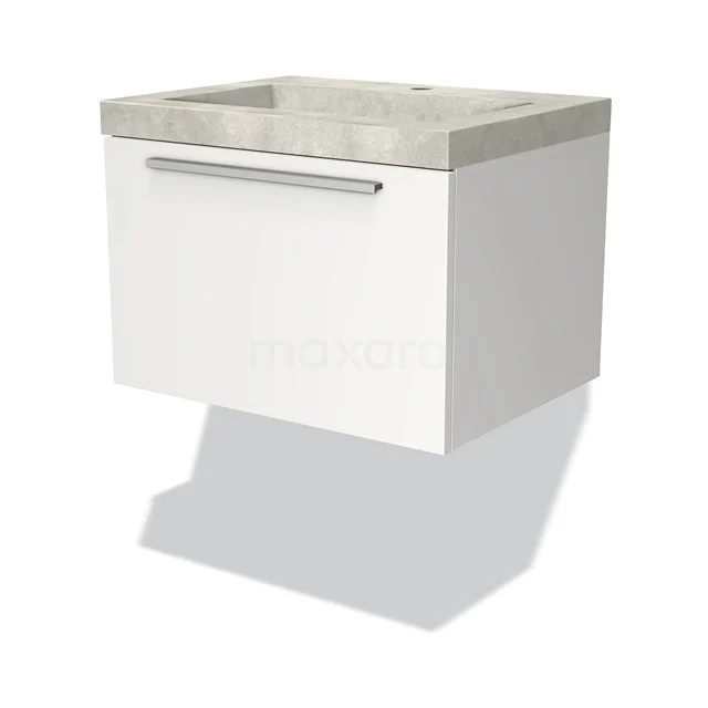 Modulo Vanity units with basin | 60 cm Matte white Flat front Concrete 1 drawer BMW11-02282
