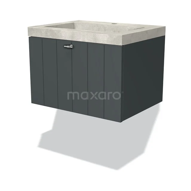 Modulo Vanity units with basin | 60 cm Dark grey Slat front Concrete 1 drawer BMW11-02286