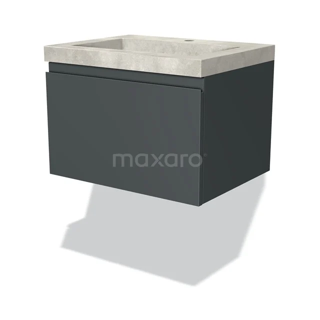 Antrazit Badmöbel mit Betonlook Waschbecken, schlankes Wandmontage Design aus moderner Serie.