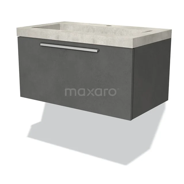 Modulo Vanity units with basin | 80 cm Dark grey concrete Flat front Concrete 1 drawer BMW11-02336