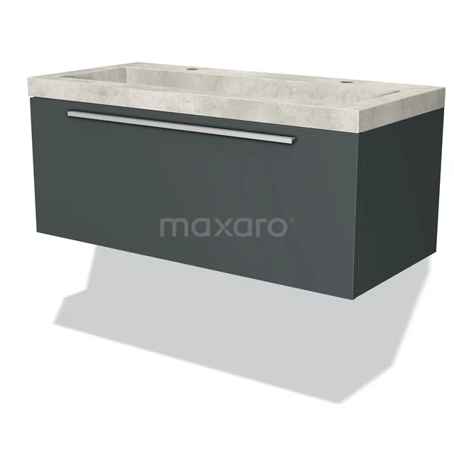 Modulo Vanity units with basin | 100 cm Dark grey Flat front Concrete 1 drawer BMW11-02349