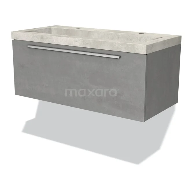 Modulo Vanity units with basin | 100 cm Light grey concrete Flat front Concrete 1 drawer BMW11-02367