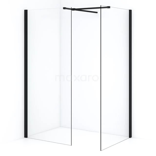 Diamond Walk-in shower | 90x90 cm Matte black Clear glass 2 fixed walls IDB0909510MB