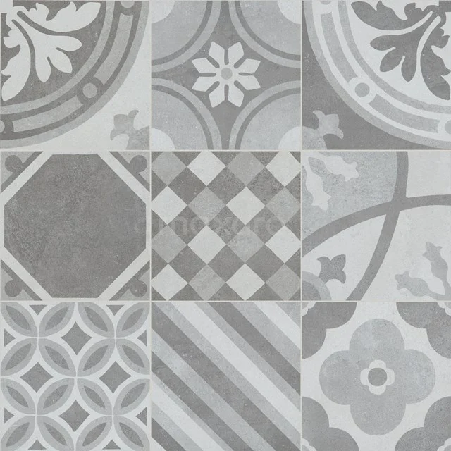 Tura Grey decor Vloer-/Wandtegel | 20x20 cm Grijs Decor 501-060403