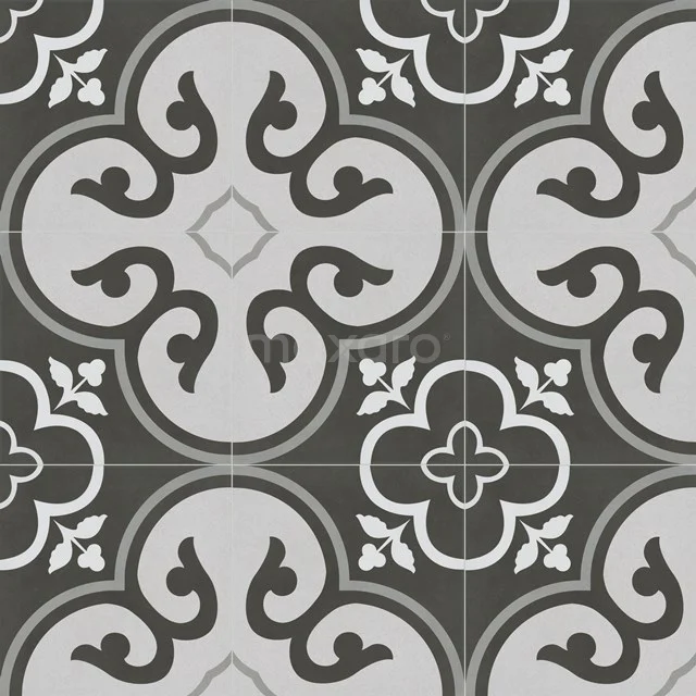 Grey vintage bathroom tile with black pattern, Ceramic, decorative classic style for wall or floor.