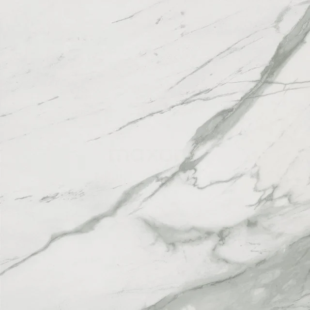 Lucido White Matt Floor/wall tile | 60x60 cm White Natural stone look 503-050102 Marble bathroom tile with a white surface and grey veins, ideal for luxury wall or floor finishes.