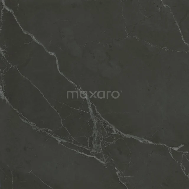 Black marble effect tile, ideal for modern bathroom designs, with subtle white veins and a luxurious look.