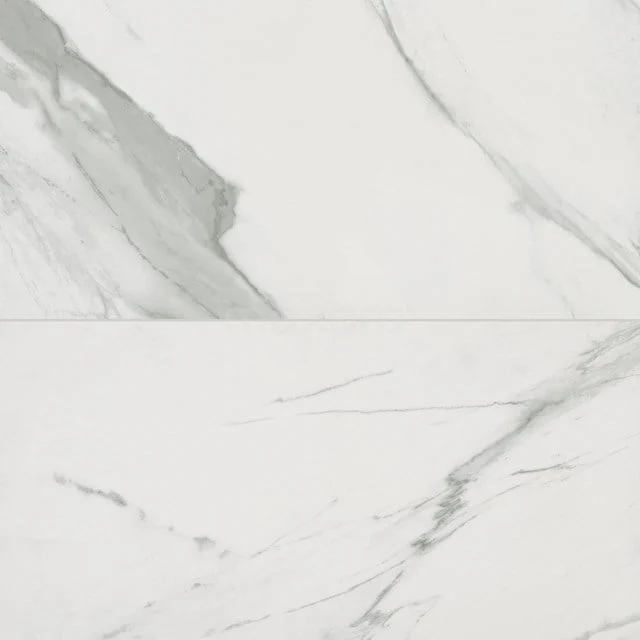 White marble bathroom tiles with grey veins, sleek design, ideal for a luxurious bathroom interior.