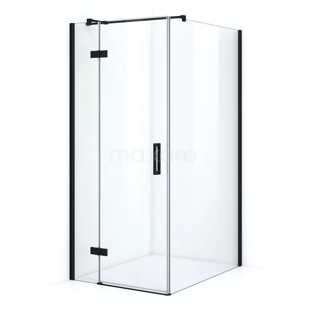 Pearl Shower enclosure | 120x90 cm Matte black Clear glass Pivot door Rectangle CPB1263310M Modern square glass shower enclosure with black frame and pivot door, ideal for stylish bathroom design.