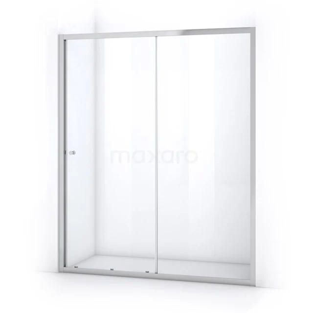 Glas Duschwand mit Schiebetür, straffes Metallrahmen, Klarglas, perfekt für eine moderne Badezimmergestaltung.