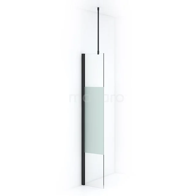 Diamond Inloopdouche | 30 cm Zwart chroom Helder met matte strook Vaste wand IDA03713BC