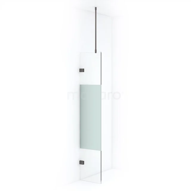 Diamond Inloopdouche | 30 cm Zwart metaal Helder met matte strook Vaste wand IDA03723ZM