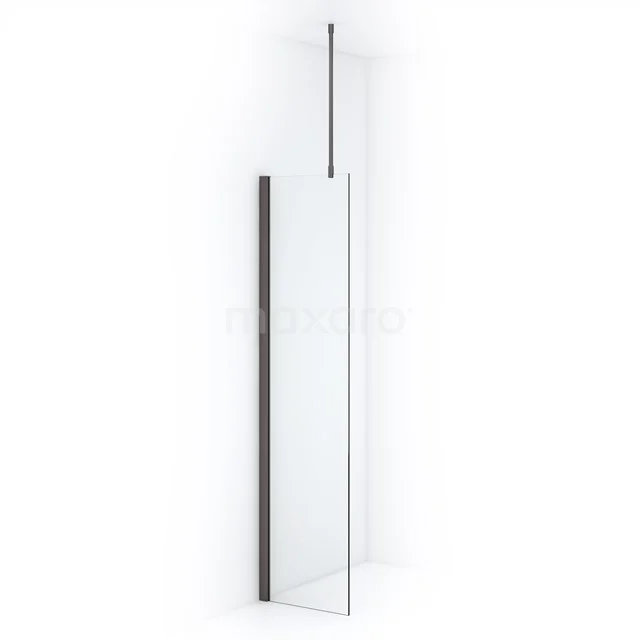 Diamond Walk-in shower | 50 cm Black metal Clear glass Fixed wall IDA05710ZM Clear glass walk-in shower enclosure with aluminium profile, modern style, ideal for sleek bathroom design.