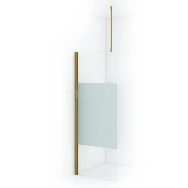 Diamond Inloopdouche | 80 cm Goud Helder met matte strook Vaste wand IDA08713GGN