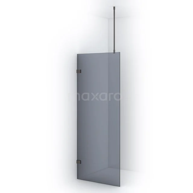 Diamond Inloopdouche | 80 cm Zwart metaal Rookglas Vaste wand IDA08721ZM