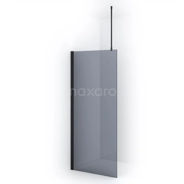 Matte black, glass walk-in shower enclosure with aluminium profile. Ideal for a modern bathroom design.