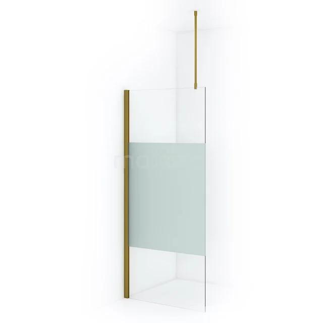 Diamond Inloopdouche | 90 cm Goud Helder met matte strook Vaste wand IDA09713GGN