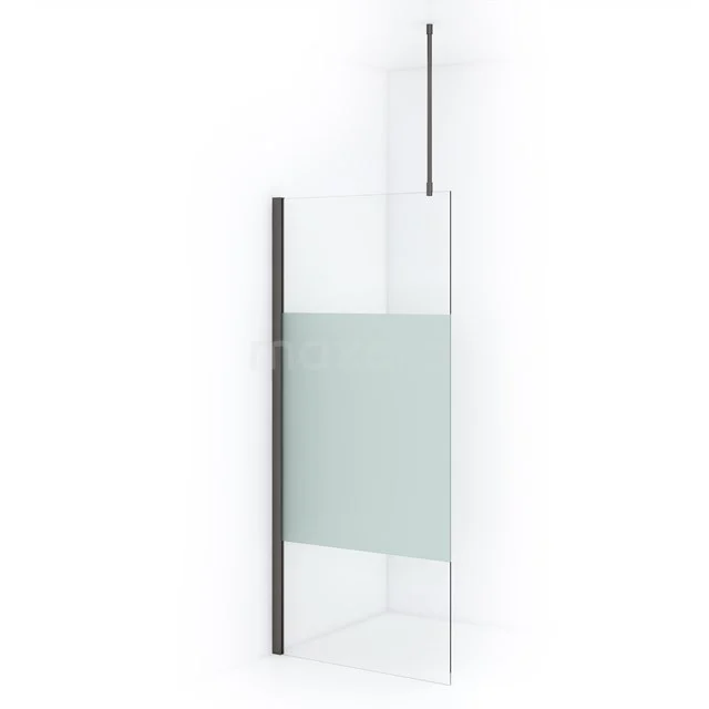 Shower screen with frosted glass and aluminium profile, modern design, ideal for stylish bathroom design.