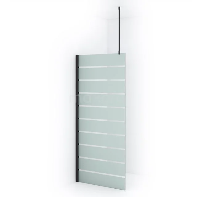 Glass walk-in shower enclosure with aluminium profile, modern design and frosted lines, ideal for a stylish bathroom upgrade.