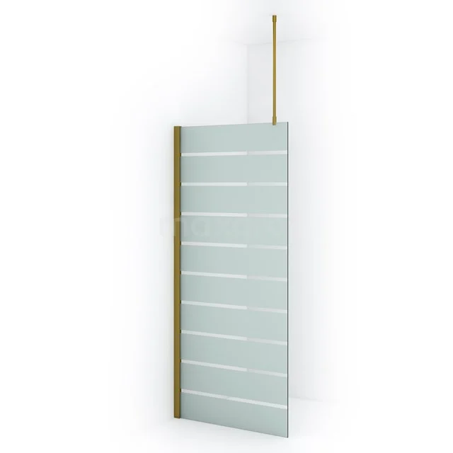 Diamond Inloopdouche | 90 cm Goud Helder met matte strepen Vaste wand IDA09716GGN