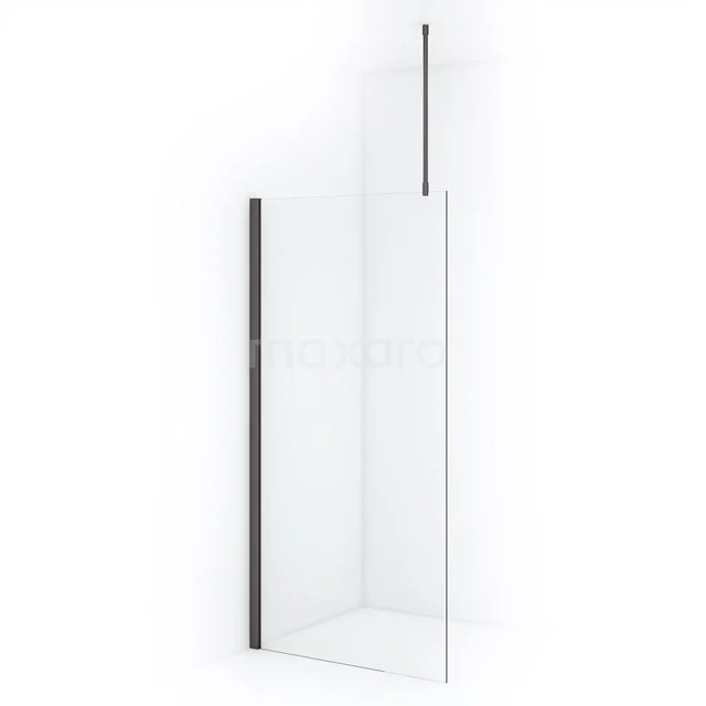 Diamond Inloopdouche | 100 cm Zwart metaal Helder glas Vaste wand IDA10710ZMN