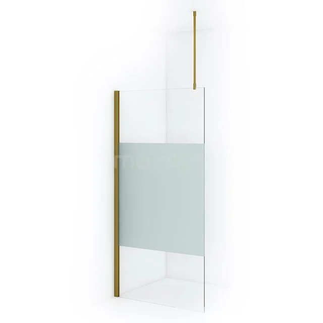 Diamond Inloopdouche | 100 cm Goud Helder met matte strook Vaste wand IDA10713GGN