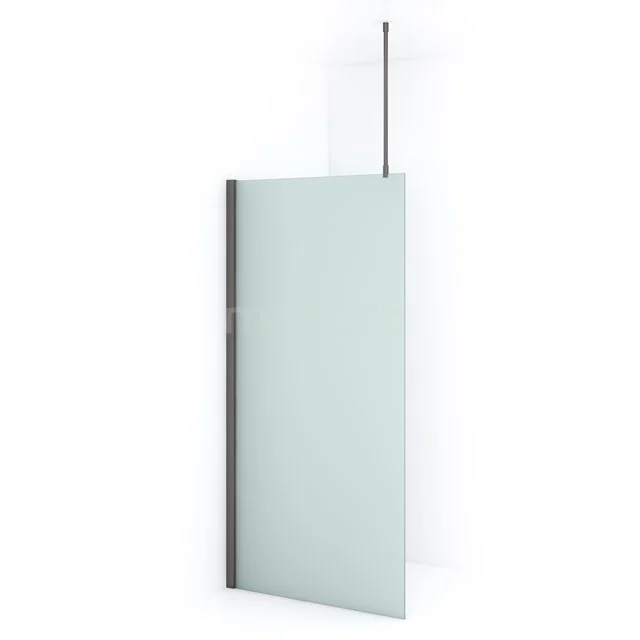 Frosted glass shower screen with aluminium profile, modern design for any bathroom, including stabilising bar for sturdy mounting.