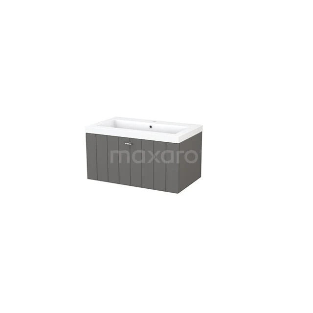 Modulo+ Badkamermeubel met wastafel | 80 cm Basalt Lamel front Mineraalmarmer 1 lade BMP001467