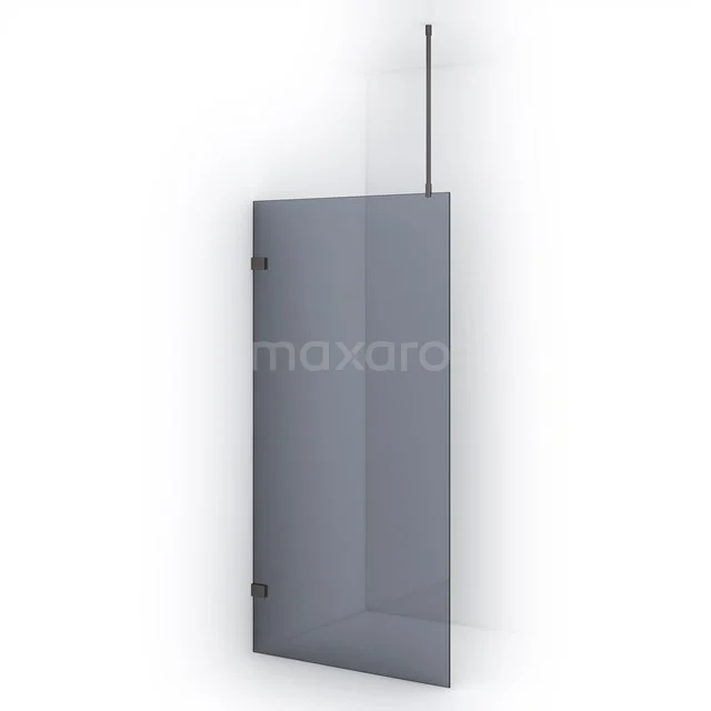 Diamond Inloopdouche | 100 cm Zwart metaal Rookglas Vaste wand IDA10721ZM