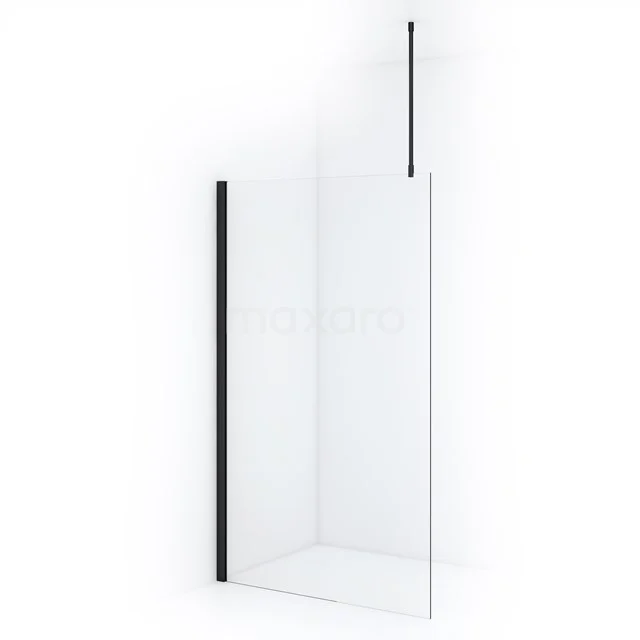 Sleek glass shower screen with black profiles, modern design, perfect for a stylish bathroom upgrade.