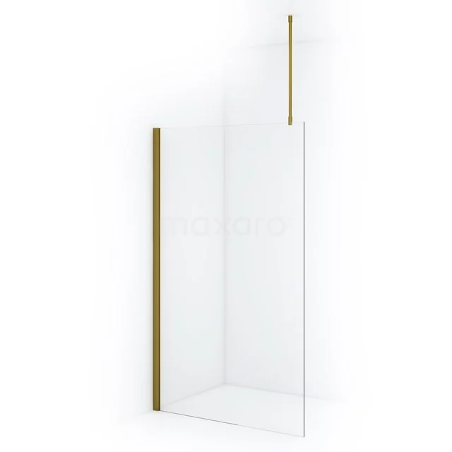 Transparent glass shower screen with frosted glass profiles, modern design for luxurious bathroom style.