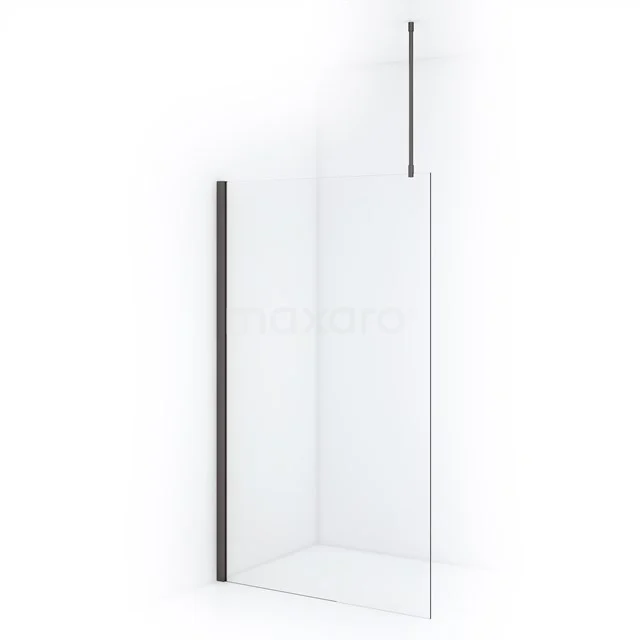 Minimalist glass shower screen with black profiles, ideal for a modern bathroom.