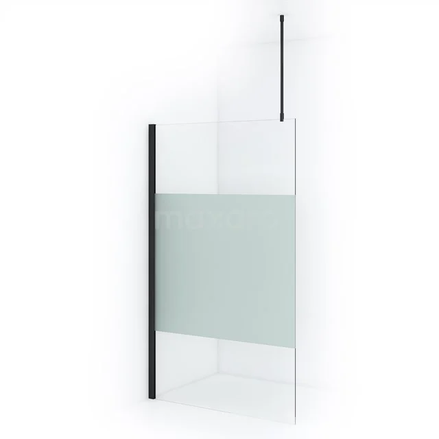 Diamond Inloopdouche | 110 cm Zwart chroom Helder met matte strook Vaste wand IDA11713BCN