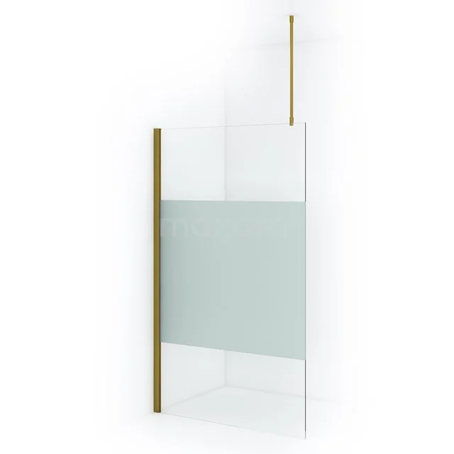 Diamond Walk-in shower | 120 cm Gold Clear with matt strip Fixed wall IDA12713GG Transparent glass shower screen with frosted strip, gold-coloured profile finish, ideal as a stylish bathroom solution.