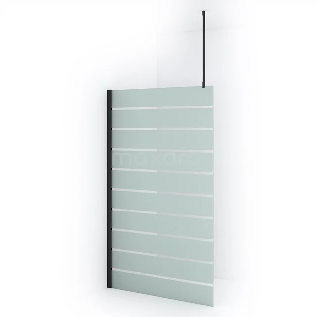 Diamond Inloopdouche | 120 cm Zwart chroom Helder met matte strepen Vaste wand IDA12716BCN