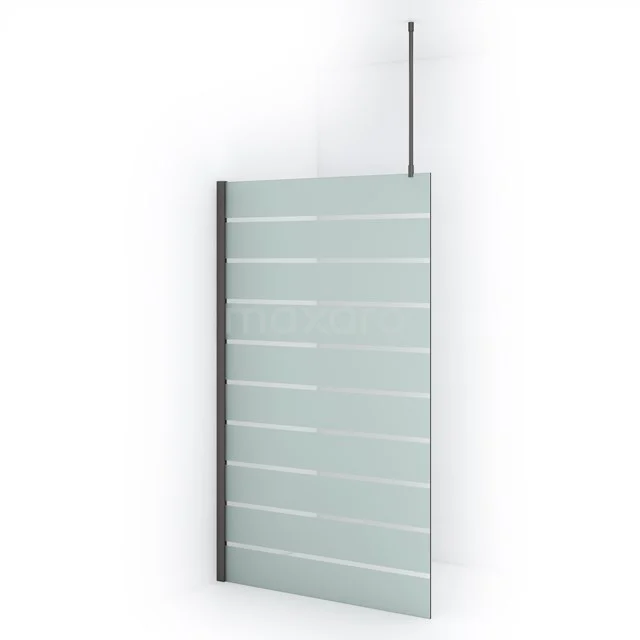 Diamond Inloopdouche | 120 cm Zwart metaal Helder met matte strepen Vaste wand IDA12716ZMN