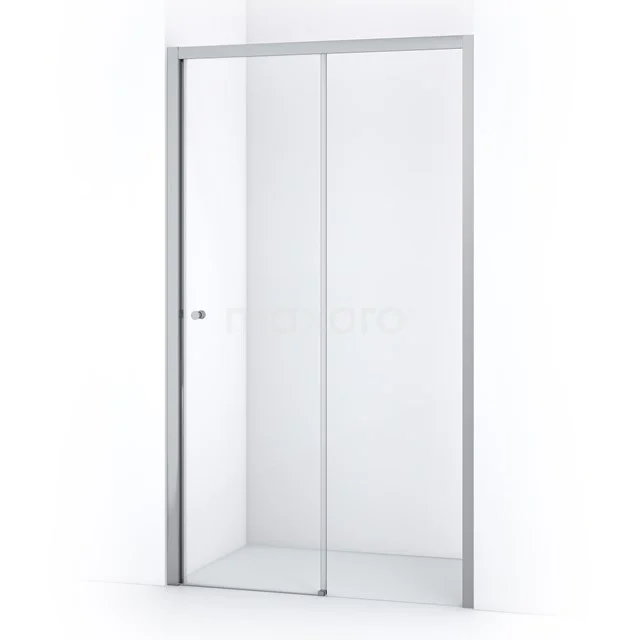 Glasene Duschtür mit Aluminiumrahmen, Schiebemechanismus, schlankes Design, ideal für moderne Bäder.