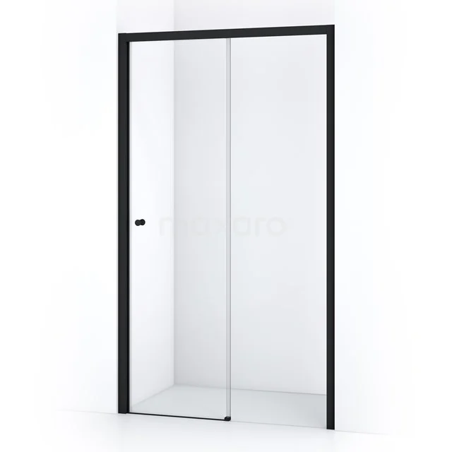 Schwarze Duschtür mit Klarglas und minimalistischem Design, perfekt für ein modernes Badezimmer.